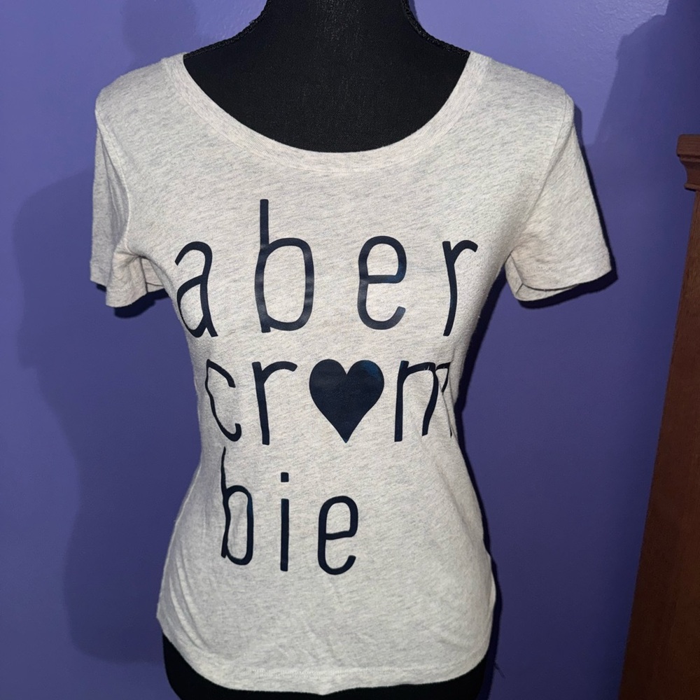 Abercrombie Kids Light Gray Tee with Navy Print